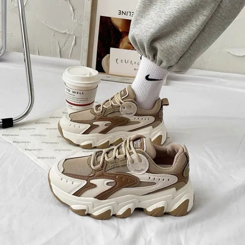 Women's colourblock sneakers with black mesh upper, super high heel, cross shoulder strap, and lace-up closure