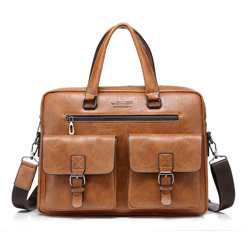Men's horizontal one-shoulder diagonal computer bag in fabric, with adjustable strap, 28x38x8cm, business handbag style