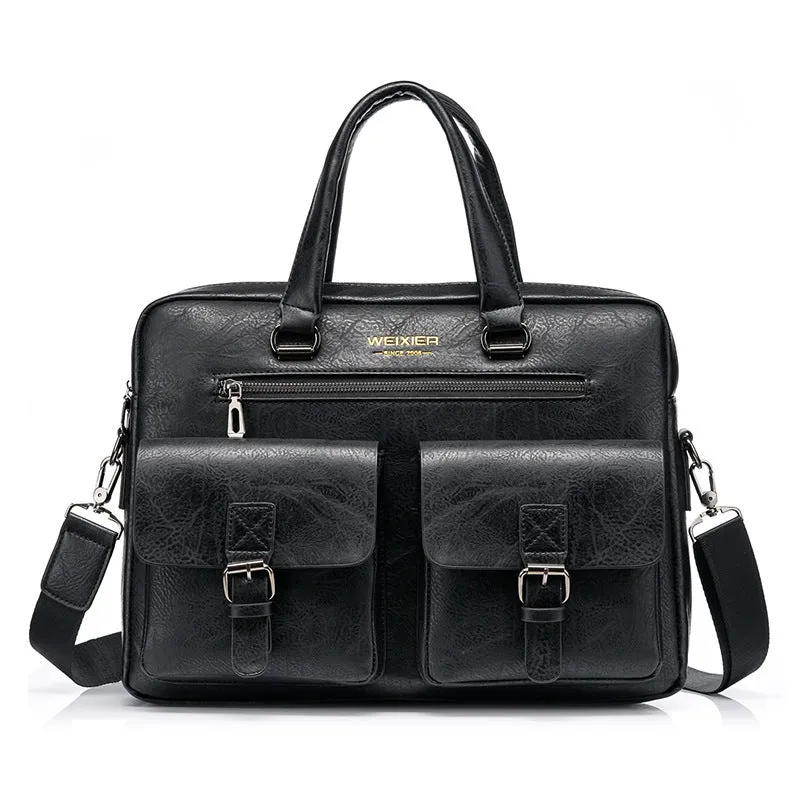 Men's horizontal one-shoulder diagonal computer bag in fabric, with adjustable strap, 28x38x8cm, business handbag style