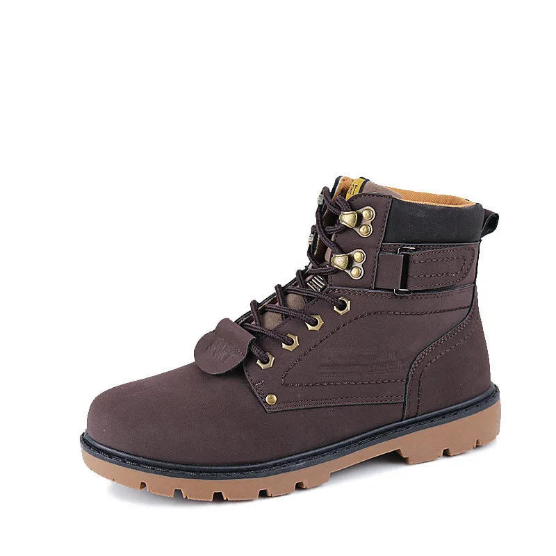 Martin high top desert boots work clothes shoes PU upper cotton lining black