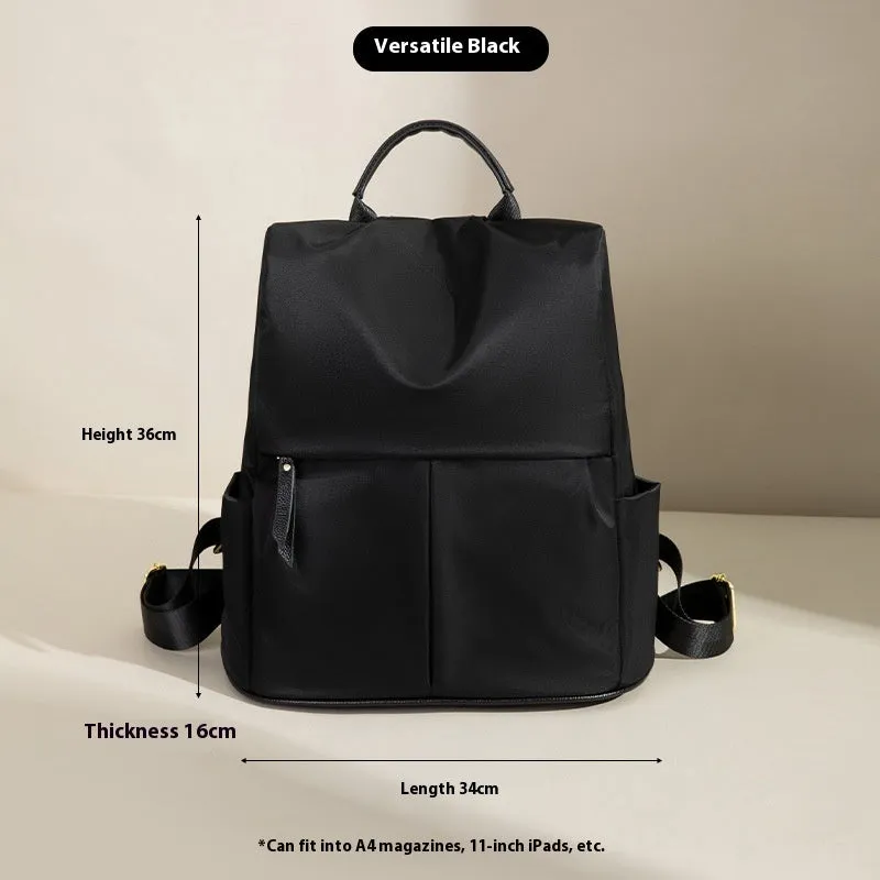 Fashion commuter contrast colour travel backpack in khaki, large capacity nylon with multiple internal pockets
