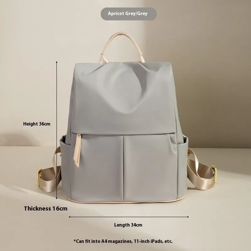 Fashion commuter contrast colour travel backpack in khaki, large capacity nylon with multiple internal pockets