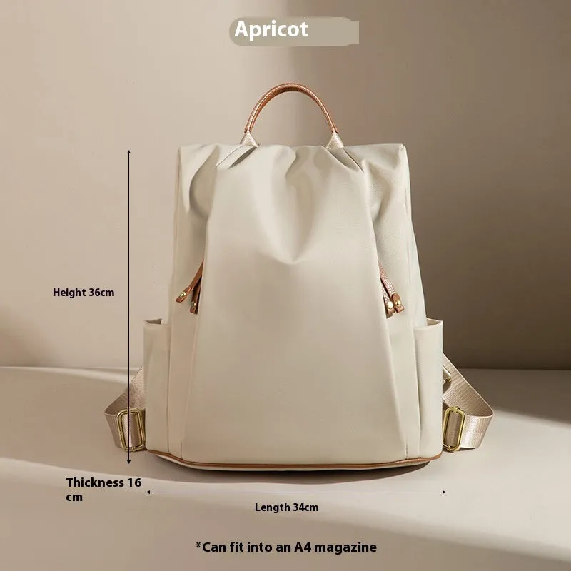 Fashion commuter contrast colour travel backpack in khaki, large capacity nylon with multiple internal pockets