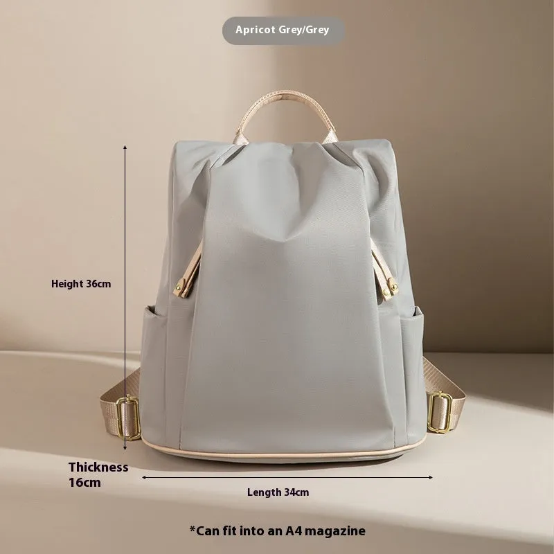 Fashion commuter contrast colour travel backpack in khaki, large capacity nylon with multiple internal pockets