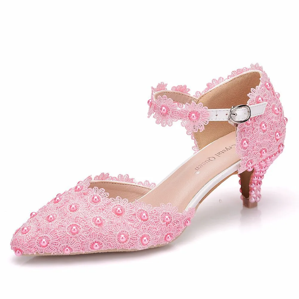 Pointed toe low heel sandals for women, white artificial PU with 5.5cm stiletto heel and 0.5cm waterproof platform
