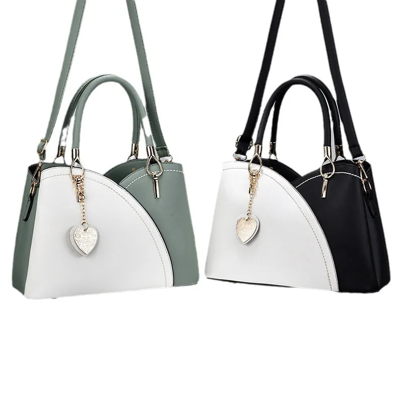 Women's PU crossbody bag with sandwich pocket in black, street trend style