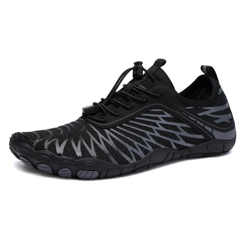 White breathable lace-up casual sports shoes with a non-slip rubber sole on a plain background.