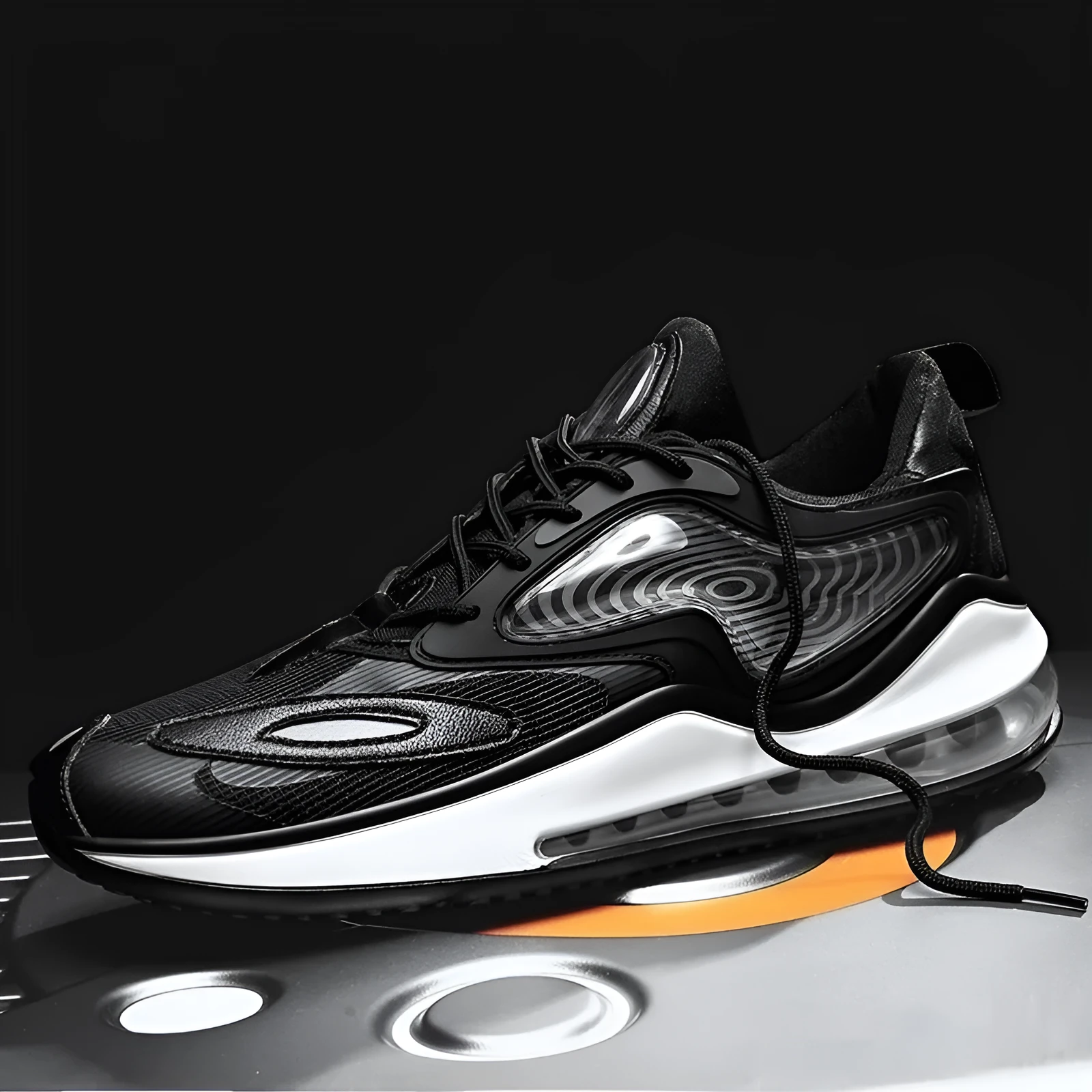 Men's height increasing casual shoes with air cushion technology in Space Black or Space White colours