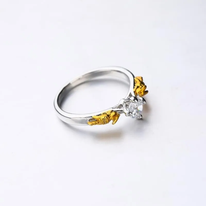 Black gold copper crown design crystal ring for cosplay and unisex festival jewellery.