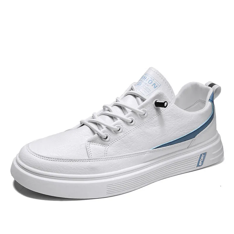 Men's Korean-style breathable canvas sneakers in beige with rubber sole and low-top design