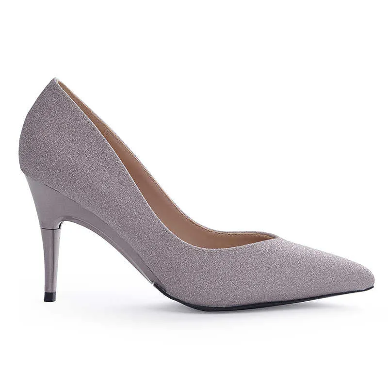 Silver sheepskin telescopic heel foldable high-heeled shoes with bright diamond finish and rubber sole