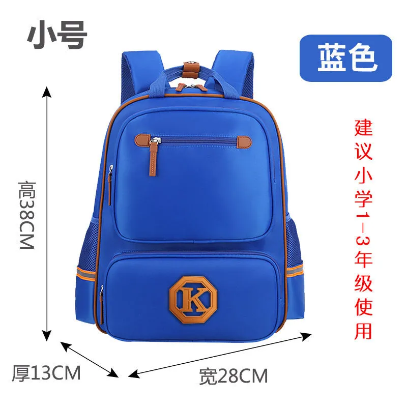 Children's schoolbag in black with English wind reducing design, multiple compartments, and adjustable straps