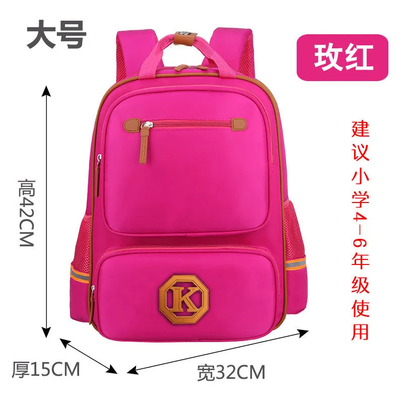 Children's schoolbag in black with English wind reducing design, multiple compartments, and adjustable straps