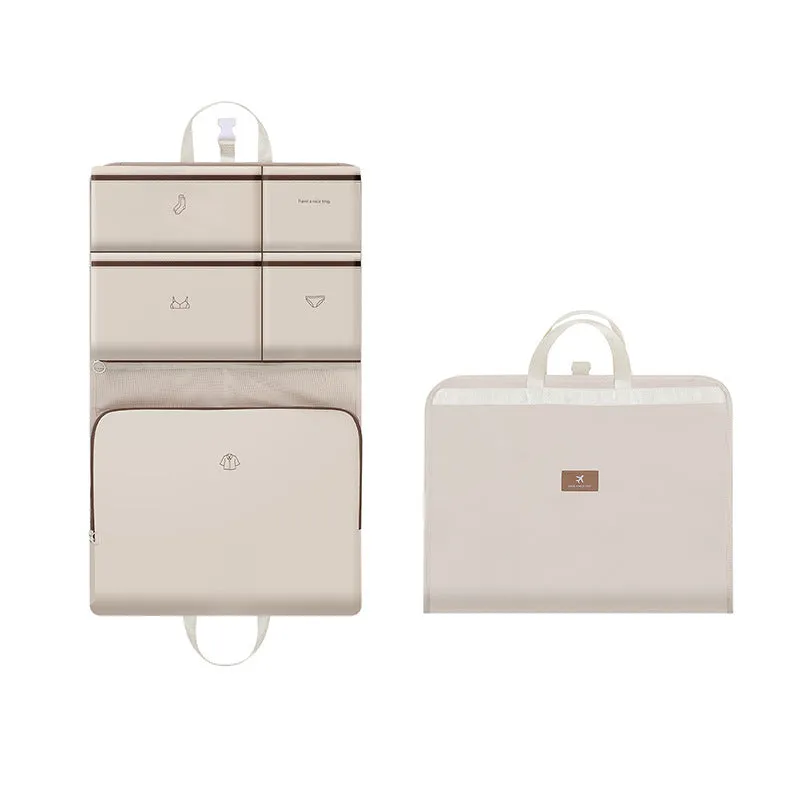 Foldable polyester travel storage hook bag in solid colour with hanging hook, unisex design