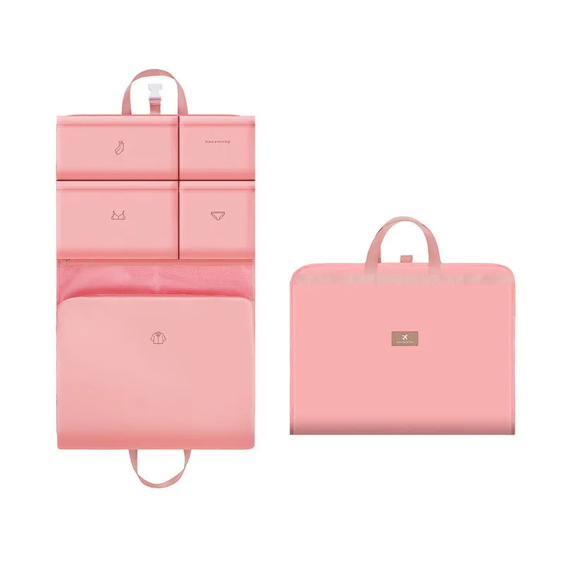 Foldable polyester travel storage hook bag in solid colour with hanging hook, unisex design