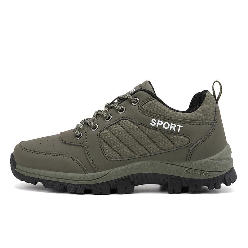 Women's outdoor leisure non-slip sneakers with rubber sole, artificial leather upper, available in army green, black, dark grey, sizes 36-42