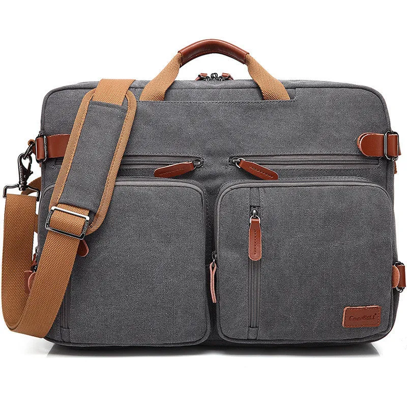 Business multi-functional backpack for men in nylon solid colour with letter pattern and soft handle