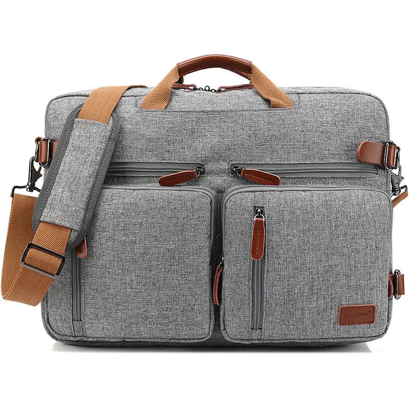 Business multi-functional backpack for men in nylon solid colour with letter pattern and soft handle