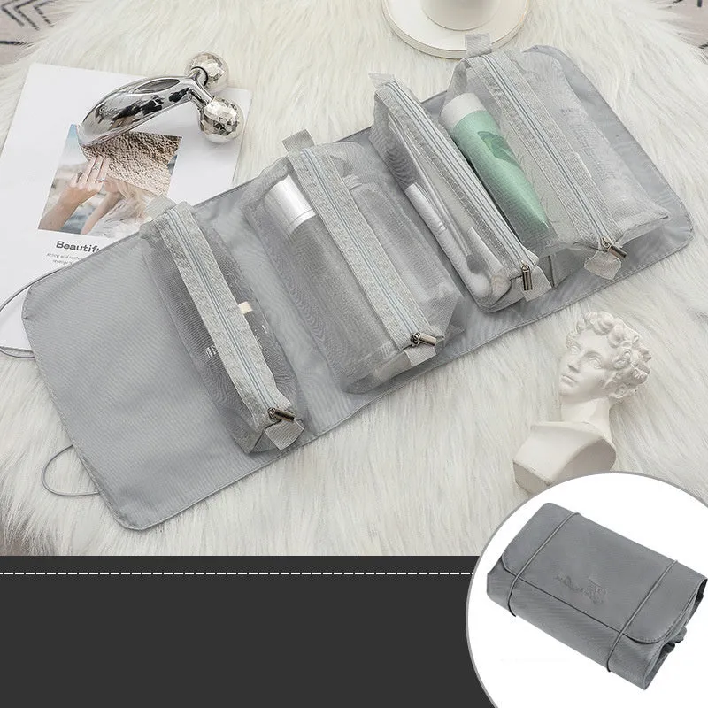 4pcs foldable cosmetic travel bag set in assorted colours made from polyester with zipper pockets