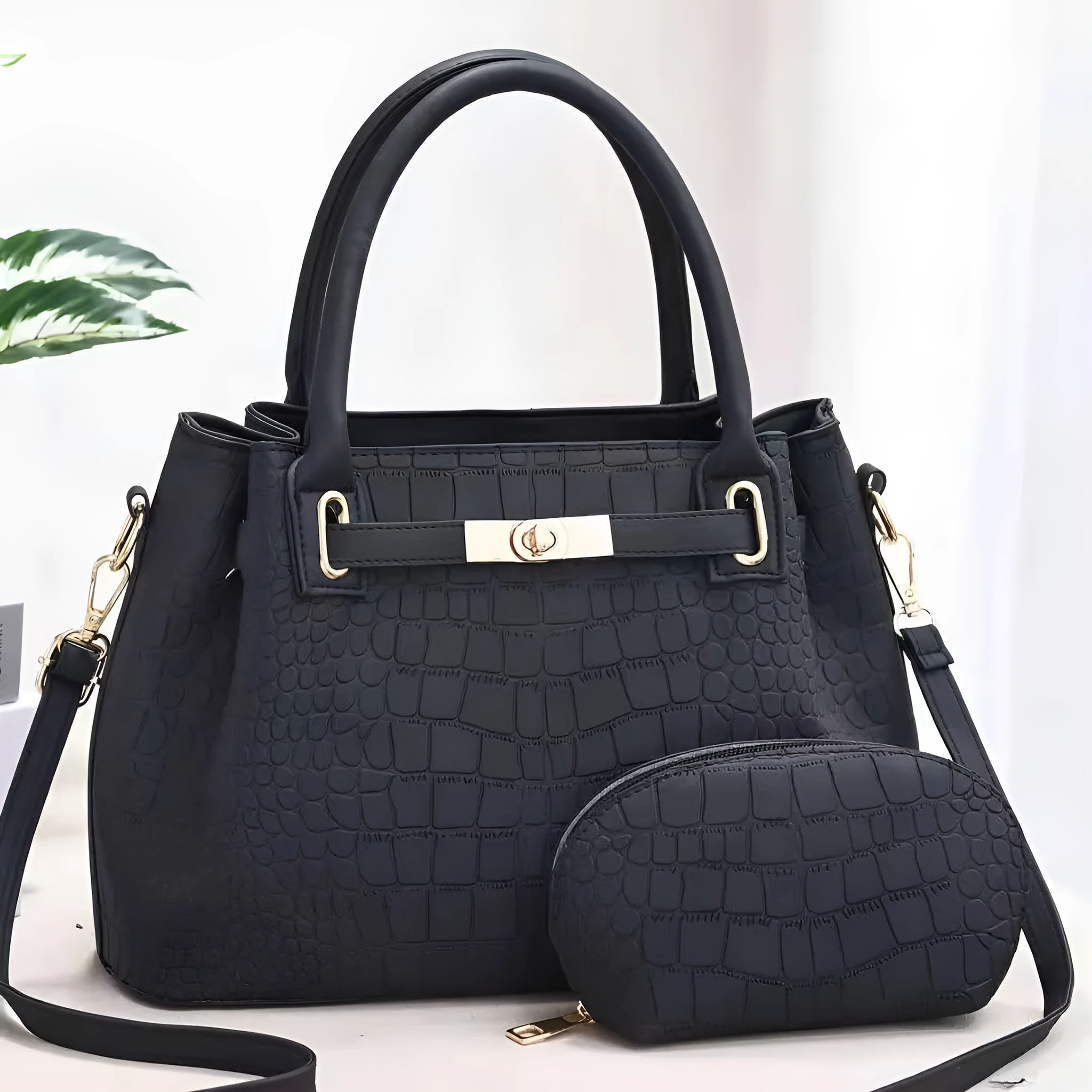 Large capacity women's PU shoulder bag in solid colour with single shoulder strap, available in multiple colours