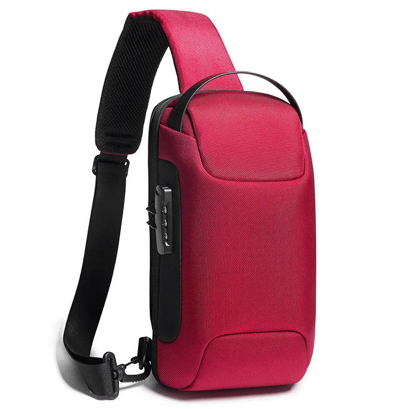 Men's cross-body bag waterproof Oxford fabric in black, compact 18x10x34cm sling bag