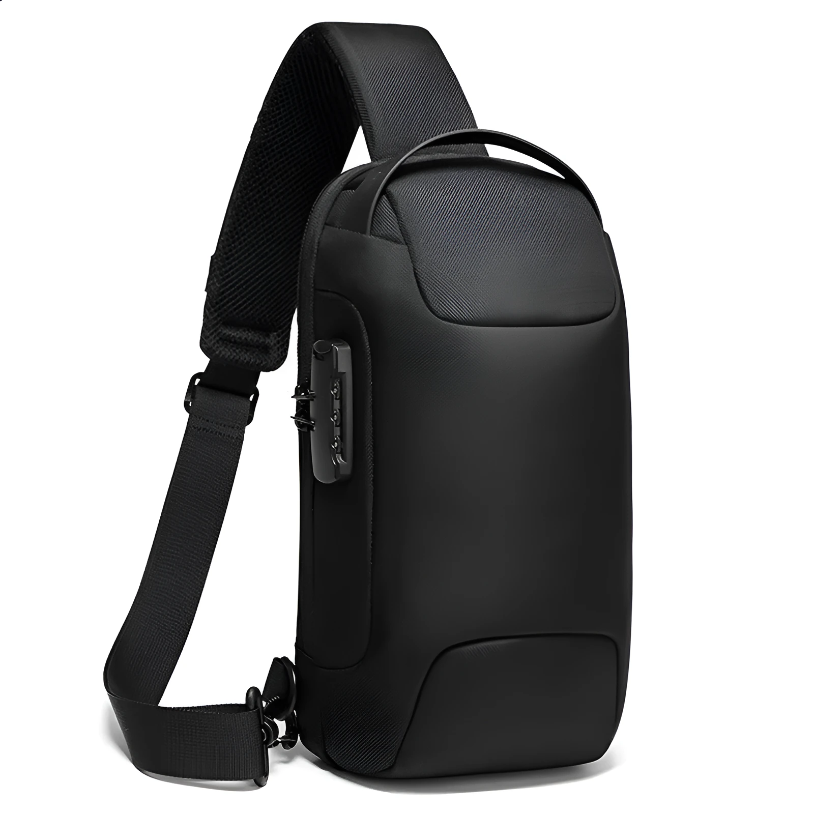 Men's cross-body bag waterproof Oxford fabric in black, compact 18x10x34cm sling bag