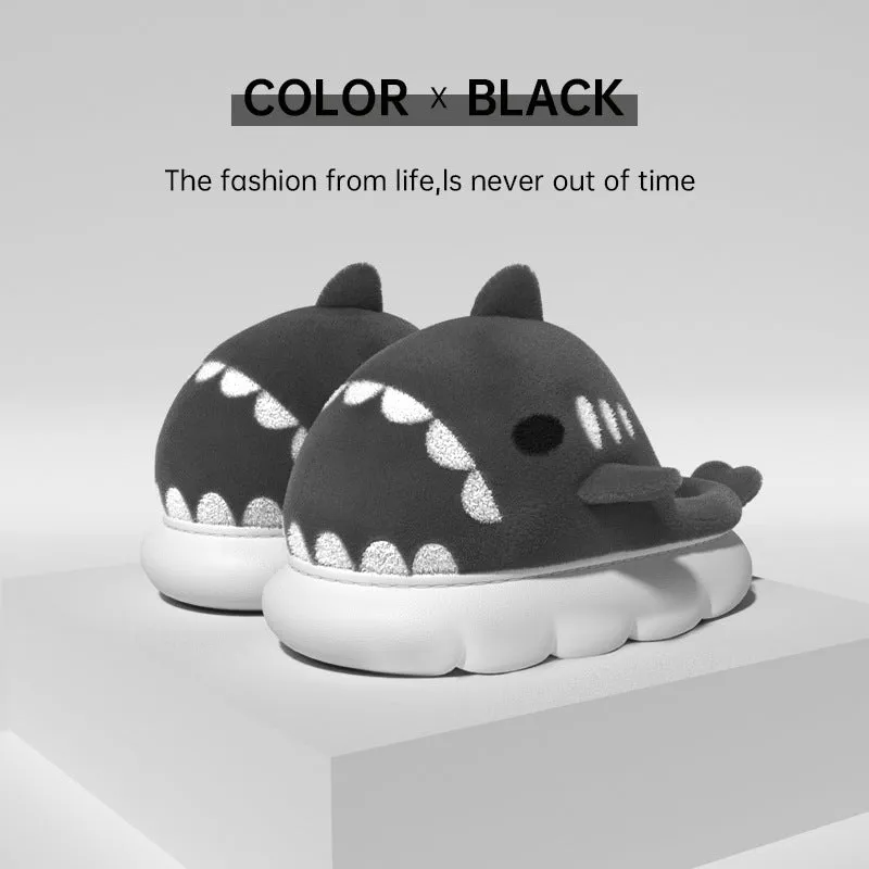 Shark slippers warm winter house shoes with suede upper and anti-skid sole