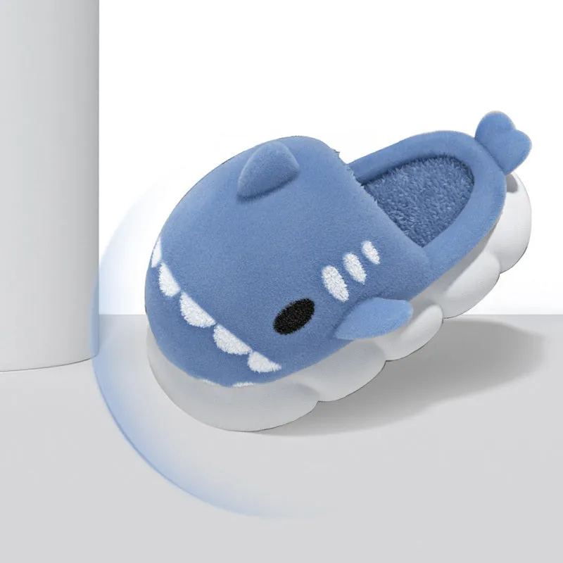 Shark slippers warm winter house shoes with suede upper and anti-skid sole
