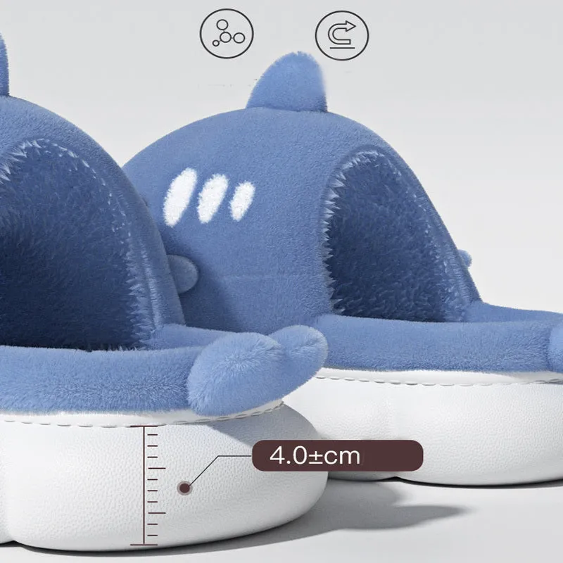 Shark slippers warm winter house shoes with suede upper and anti-skid sole