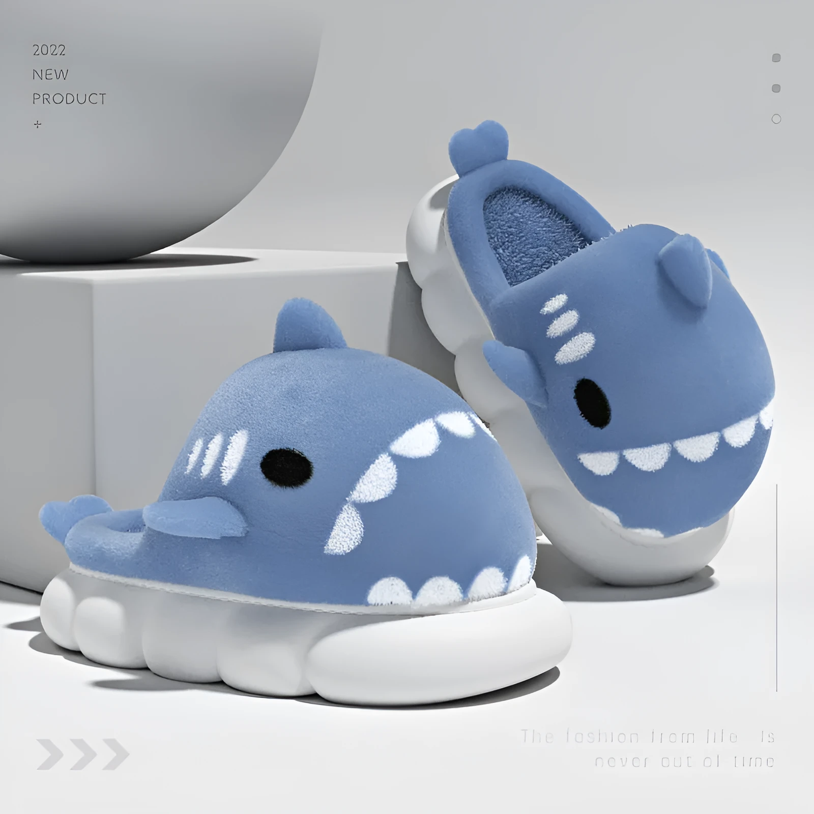 Shark slippers warm winter house shoes with suede upper and anti-skid sole