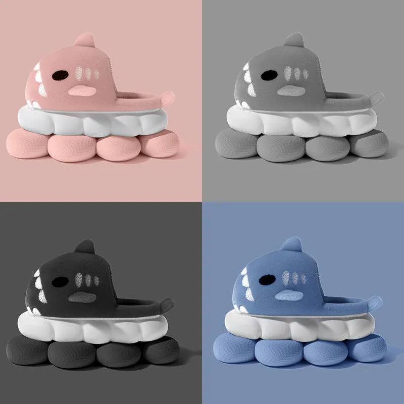 Shark slippers warm winter house shoes with suede upper and anti-skid sole