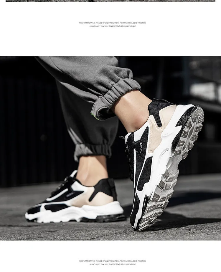 Men's breathable mesh running shoes with injection moulded sole, front lace-up, black and blue colour, size 39-44