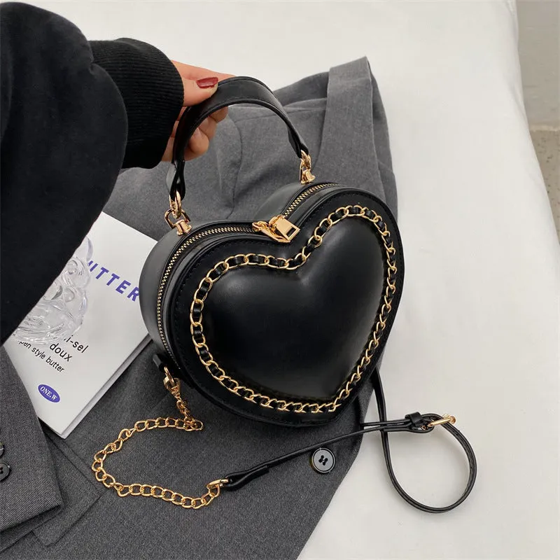Women's PU chain shoulder messenger bag in beige with internal phone pocket and file bag