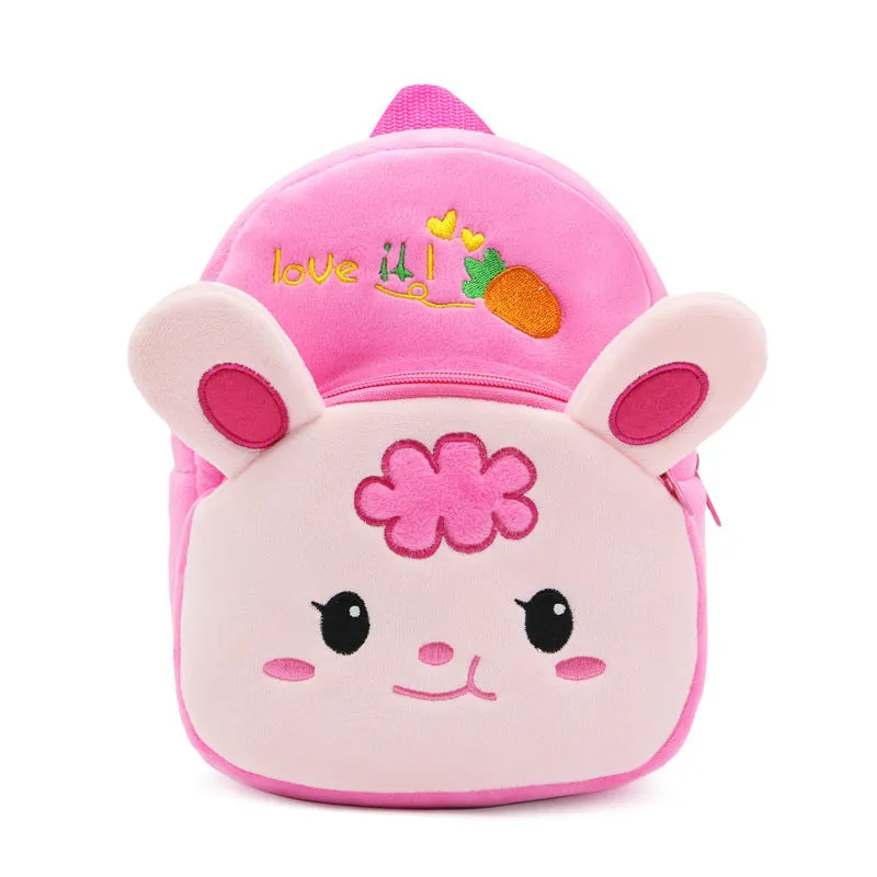 Soft plush backpack with cartoon Radish Rabbit design, small size, anime pattern, polyester lining