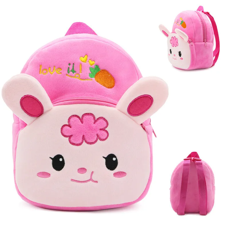 Soft plush backpack with cartoon Radish Rabbit design, small size, anime pattern, polyester lining