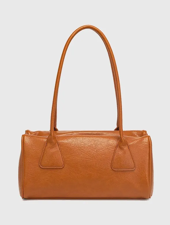 PU shoulder underarm bag, horizontal square shape, 32x16x15 cm, with zipper pocket and double shoulder straps