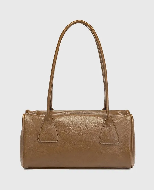 PU shoulder underarm bag, horizontal square shape, 32x16x15 cm, with zipper pocket and double shoulder straps