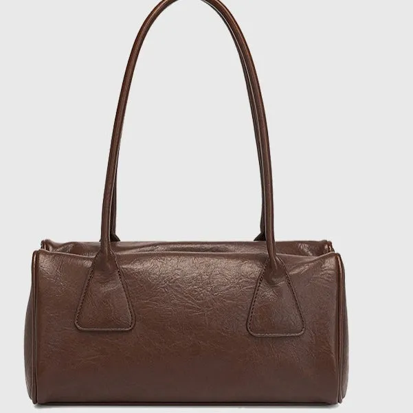 PU shoulder underarm bag, horizontal square shape, 32x16x15 cm, with zipper pocket and double shoulder straps