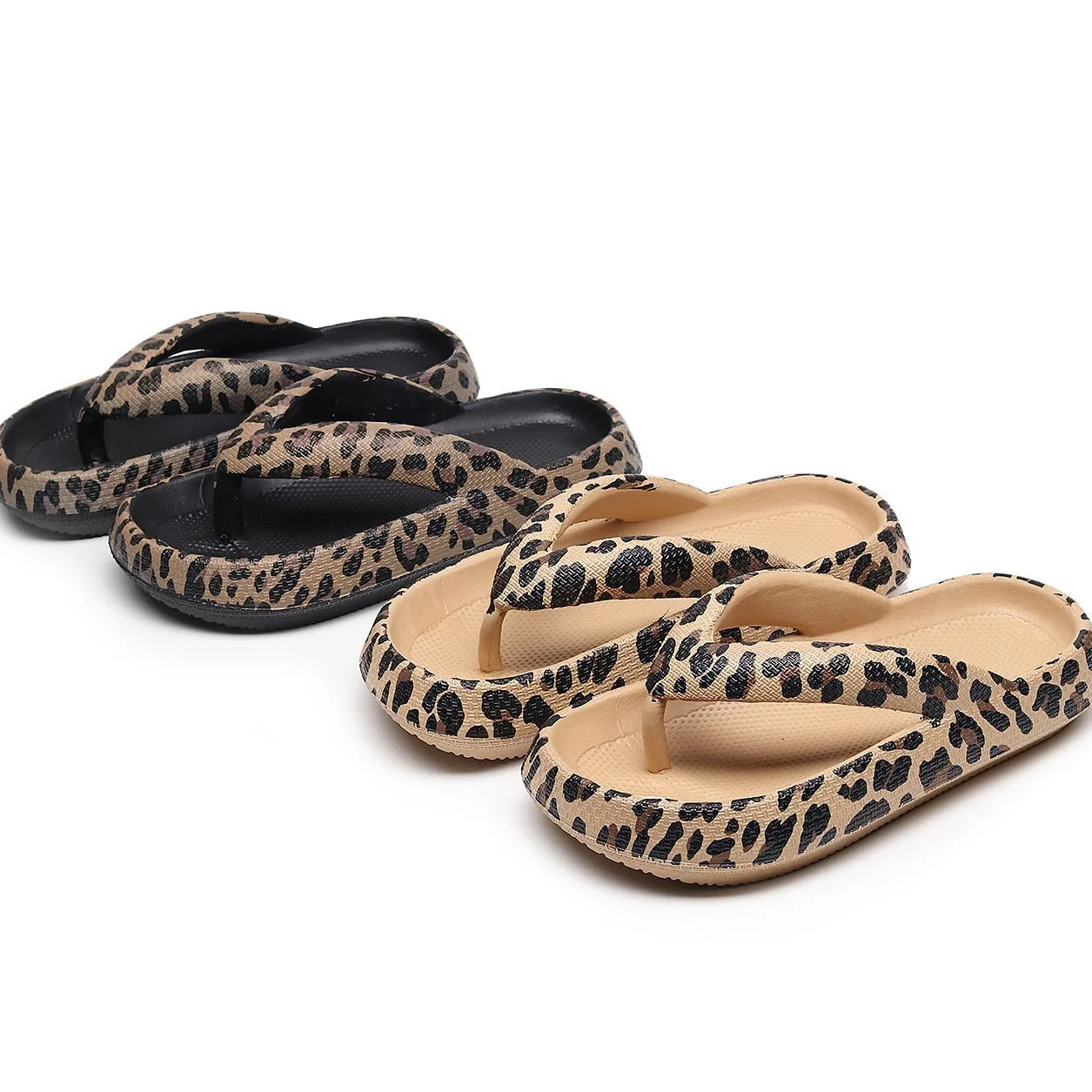 Women's thick-soled EVA flip-flops in various colours with herringbone toe holder