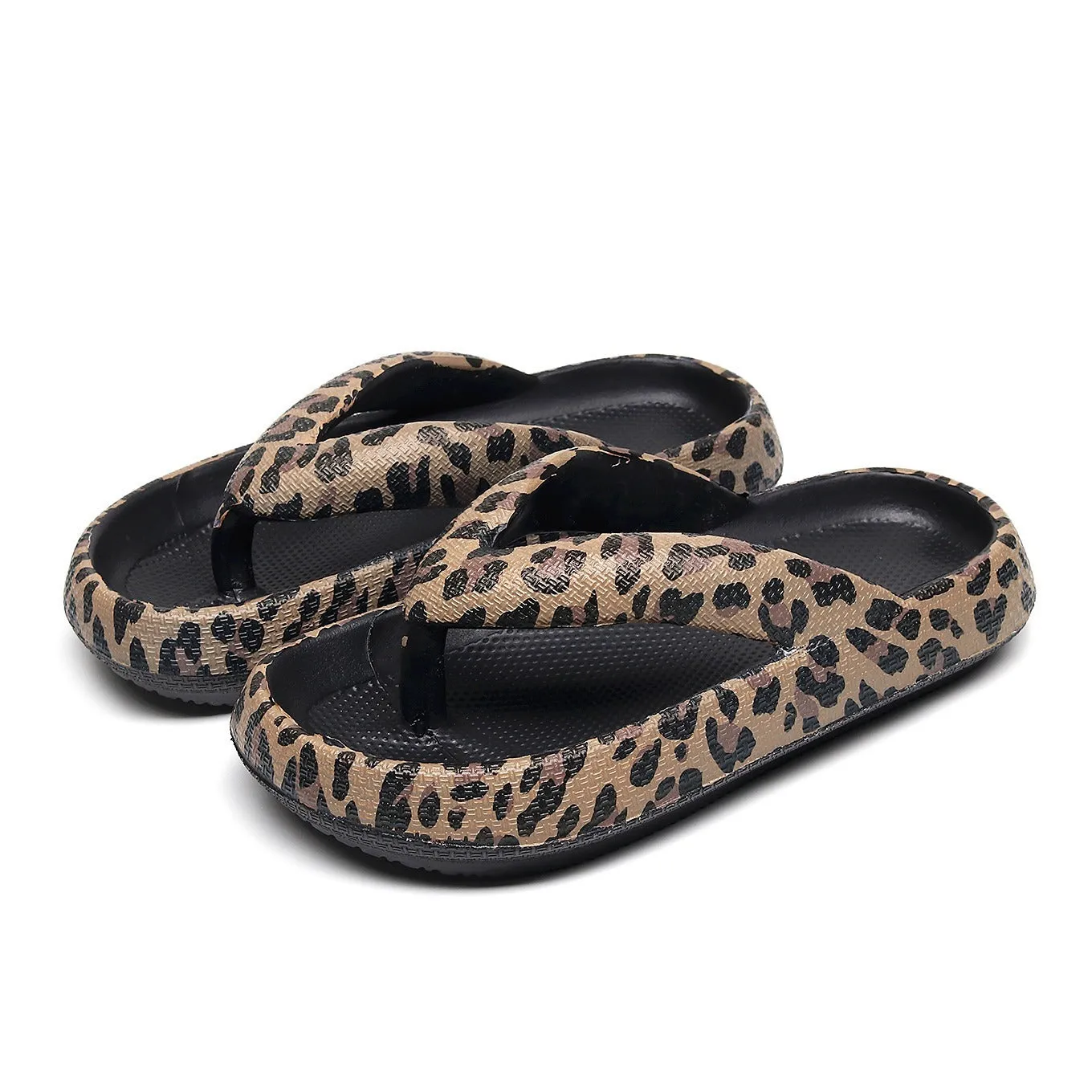 Women's thick-soled EVA flip-flops in various colours with herringbone toe holder