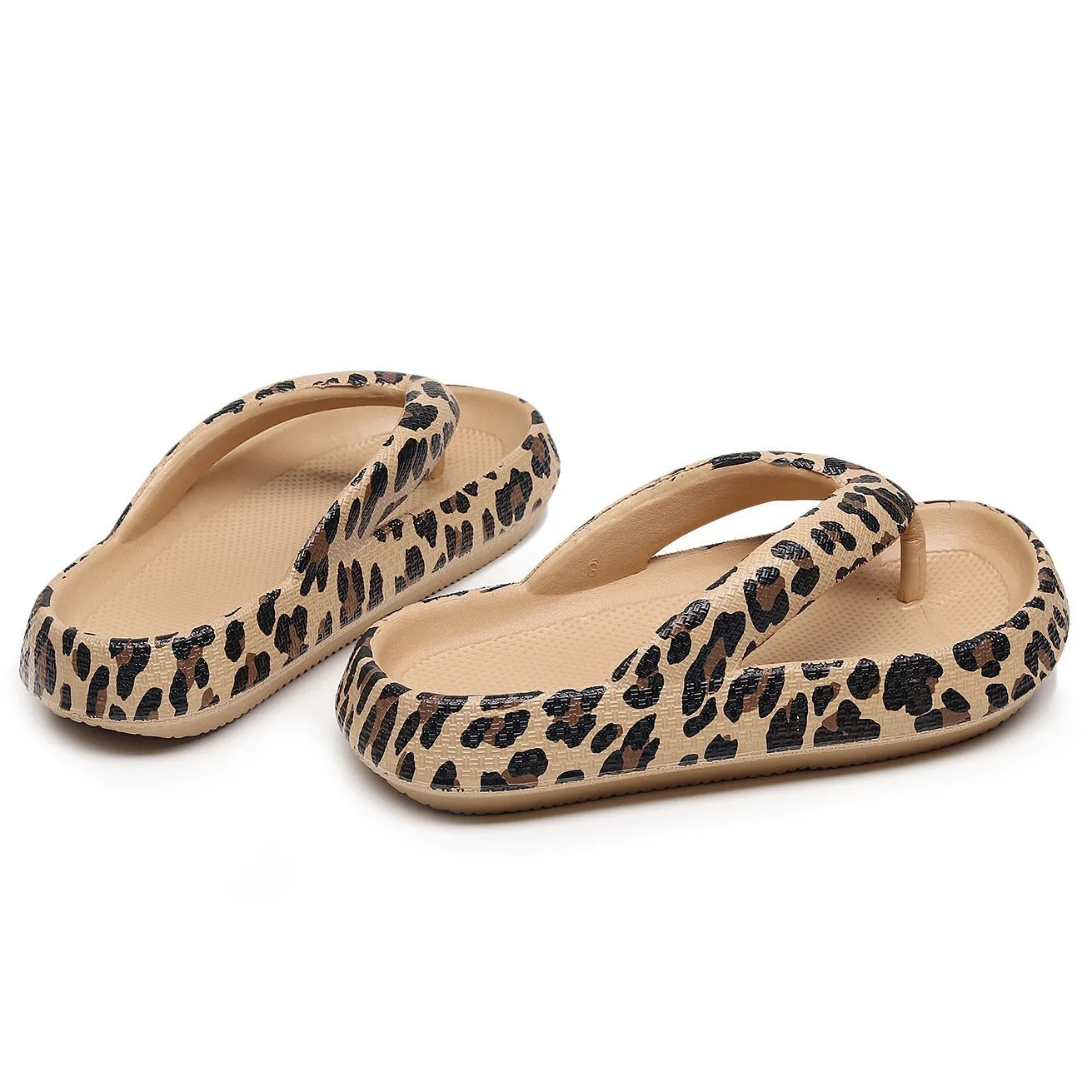 Women's thick-soled EVA flip-flops in various colours with herringbone toe holder