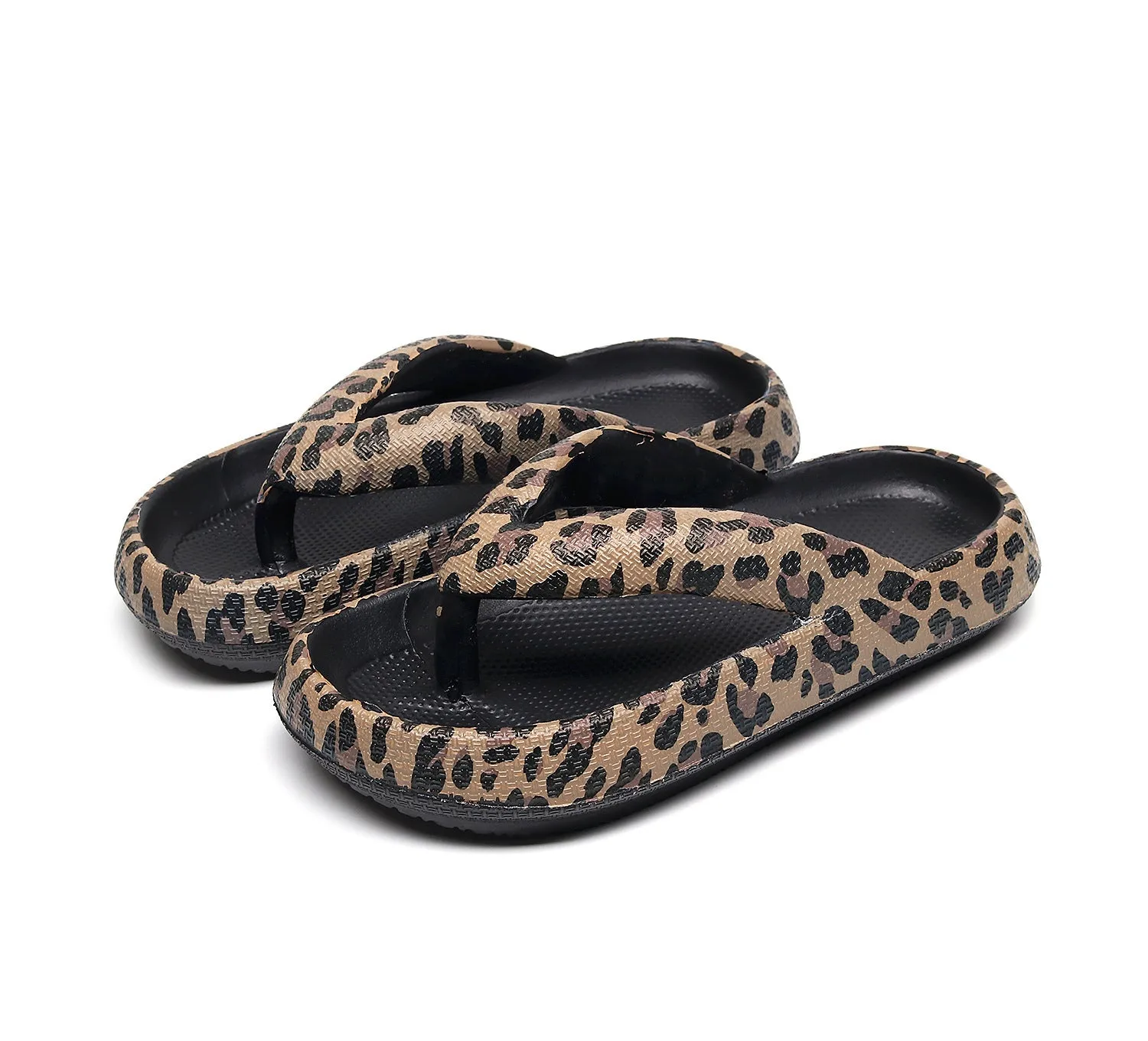 Women's thick-soled EVA flip-flops in various colours with herringbone toe holder