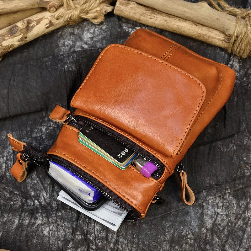 Men's crazy horse leather belt bag first layer cowhide solid colour 18x12x4.5cm crossbody bag urban simplicity style