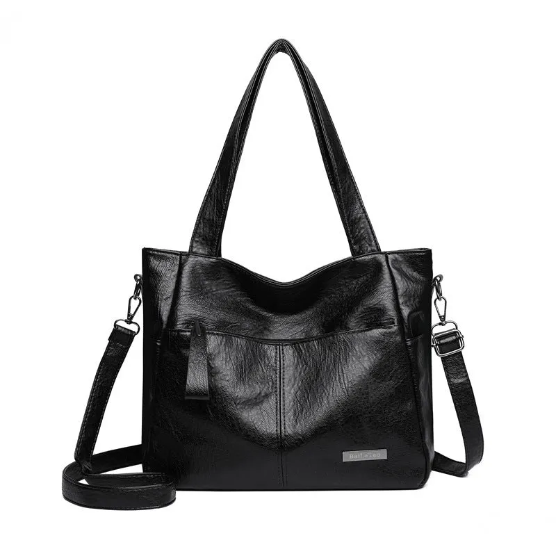 Retro large capacity underarm shoulder bag in PU material with sandwich pocket outer bag, horizontal square shape, available in multiple colours for daily matching