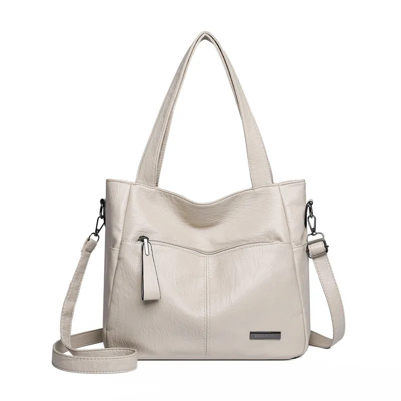 Retro large capacity underarm shoulder bag in PU material with sandwich pocket outer bag, horizontal square shape, available in multiple colours for daily matching