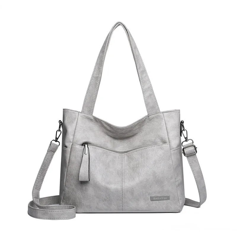 Retro large capacity underarm shoulder bag in PU material with sandwich pocket outer bag, horizontal square shape, available in multiple colours for daily matching