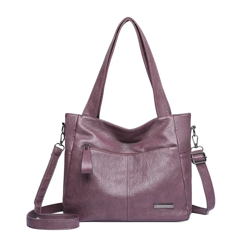 Retro large capacity underarm shoulder bag in PU material with sandwich pocket outer bag, horizontal square shape, available in multiple colours for daily matching