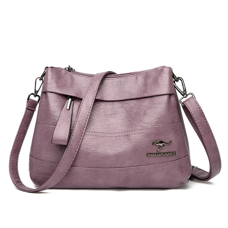 Soft PU leather shoulder messenger bag for women, urban simplicity style, multiple colours including black and yellow