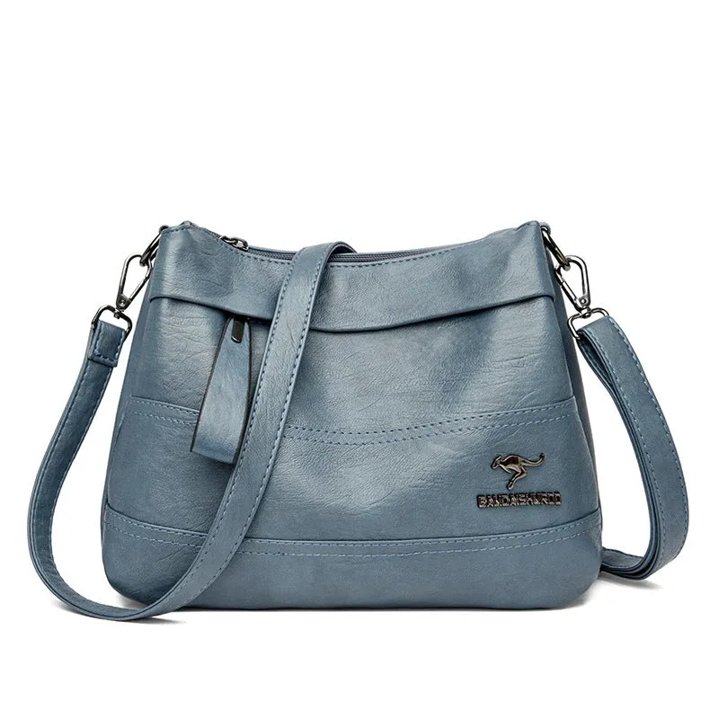 Soft PU leather shoulder messenger bag for women, urban simplicity style, multiple colours including black and yellow