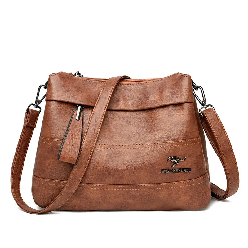 Soft PU leather shoulder messenger bag for women, urban simplicity style, multiple colours including black and yellow